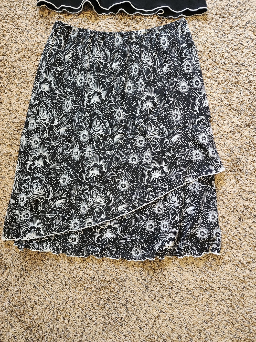 S.L. Fashions Black Ruffle-Trim Floral Wrap Skirt Set - Picture 2 of 7